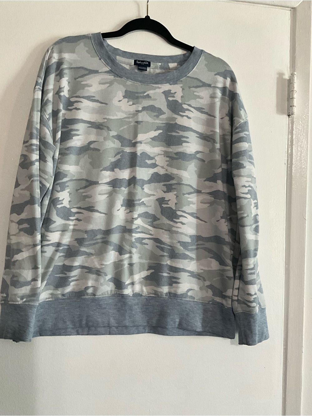 Splendid Men's Blue Gray Camouflage Crewneck Sweater